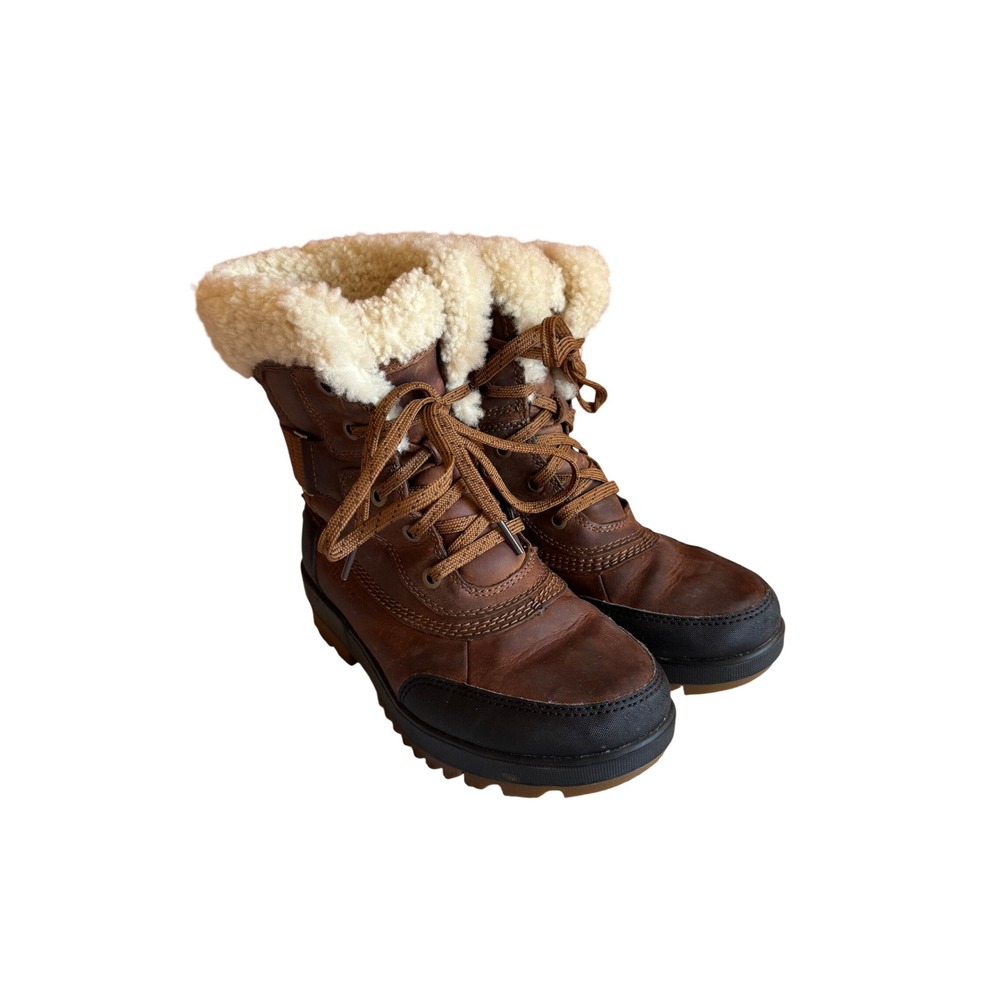 Sorel Tivoli IV Parc Waterproof Boots Brown Leather Shearling Women 6